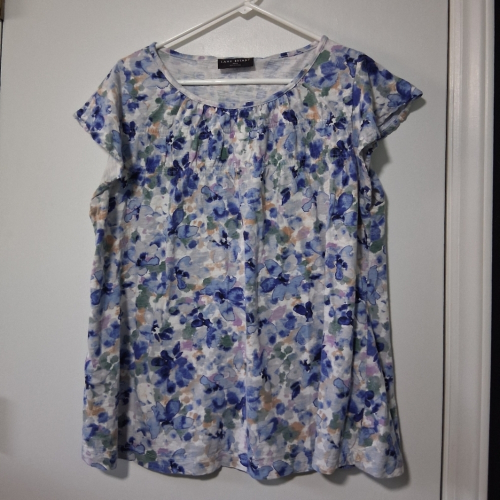 Lane Bryant Blue Multicolored Relaxed Blouse Size 22/24